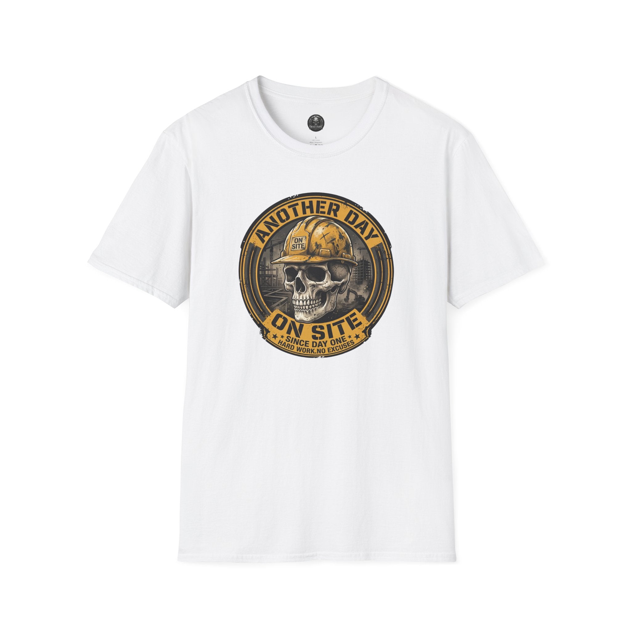 Skull Hard Hat 'Another Day On Site' T-Shirt | Construction Worker Tee