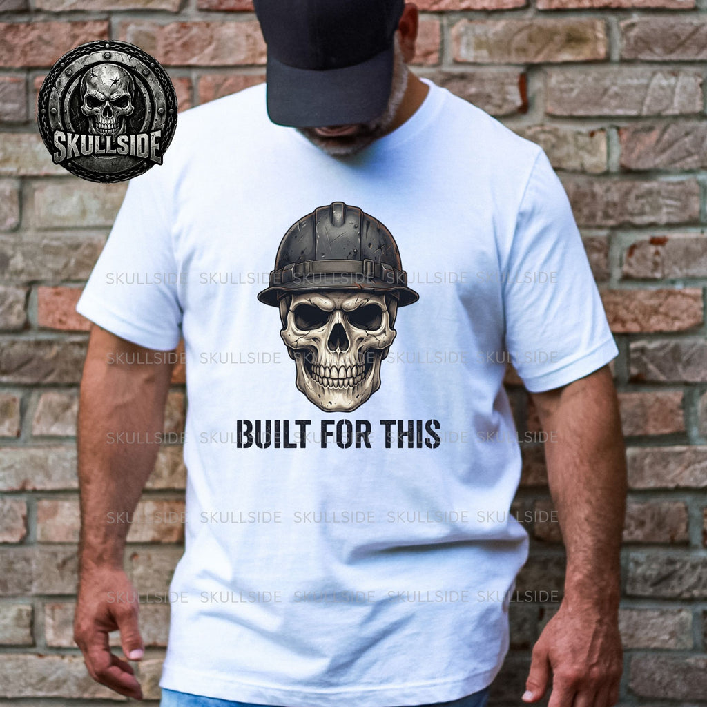 Copy of Skull with Hard Hat Built For This T-Shirt | Construction Skull Tee