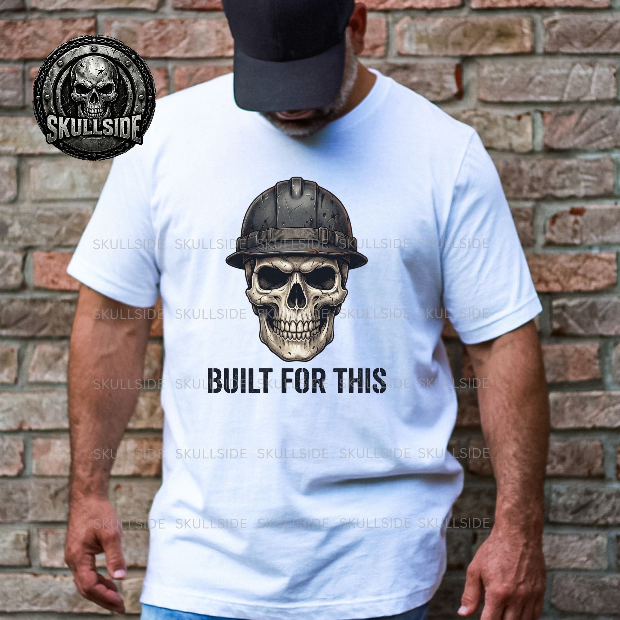 Copy of Skull with Hard Hat Built For This T-Shirt | Construction Skull Tee