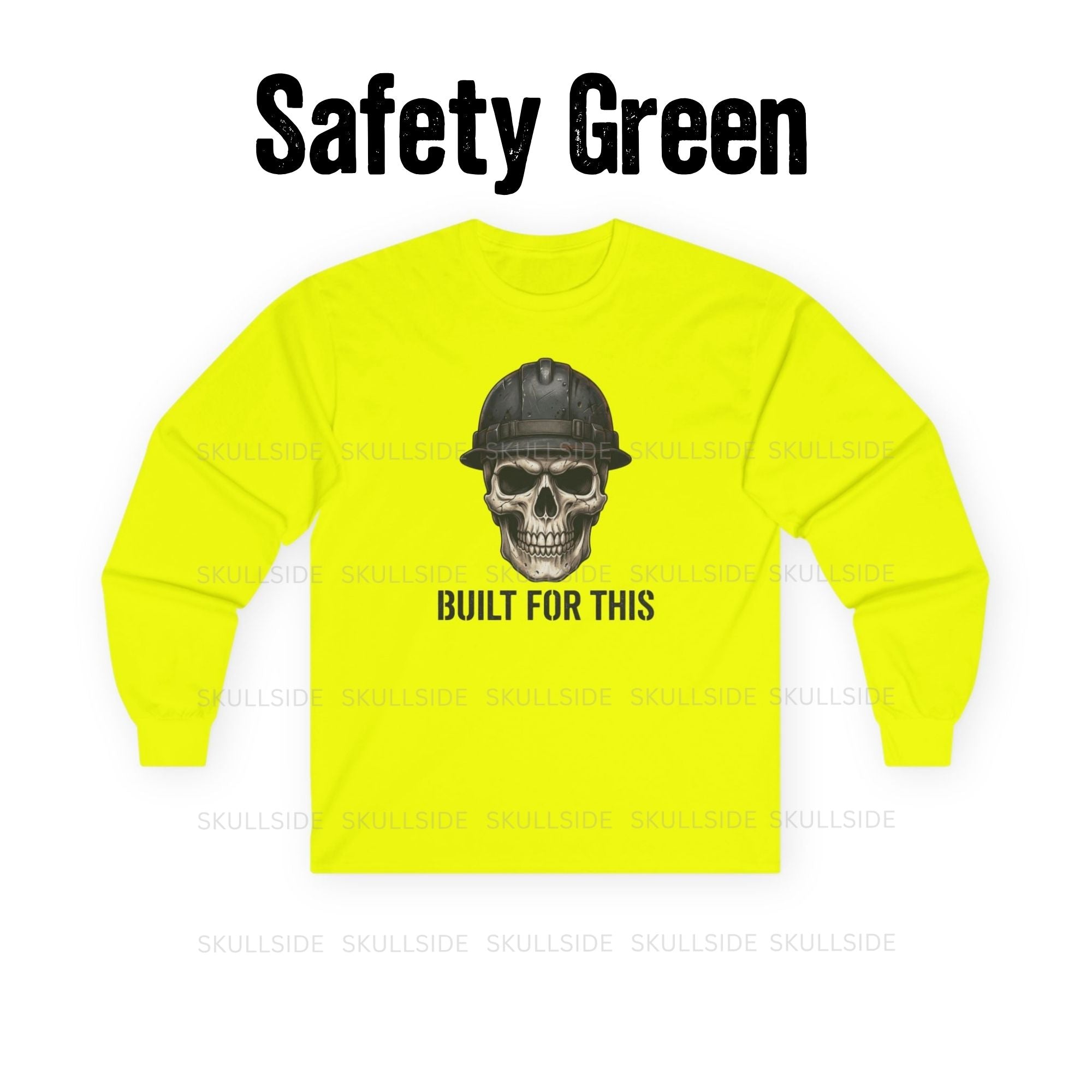 Built for This Skull with Blue Hard Hat Long Sleeve Tee