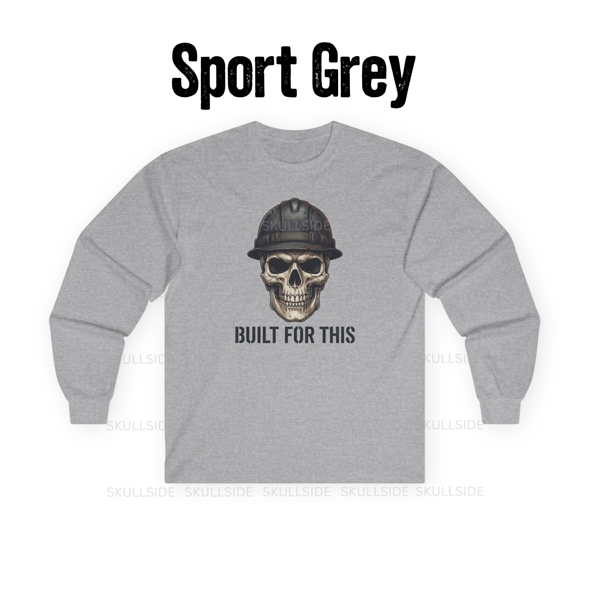 Built for This Skull with Blue Hard Hat Long Sleeve Tee