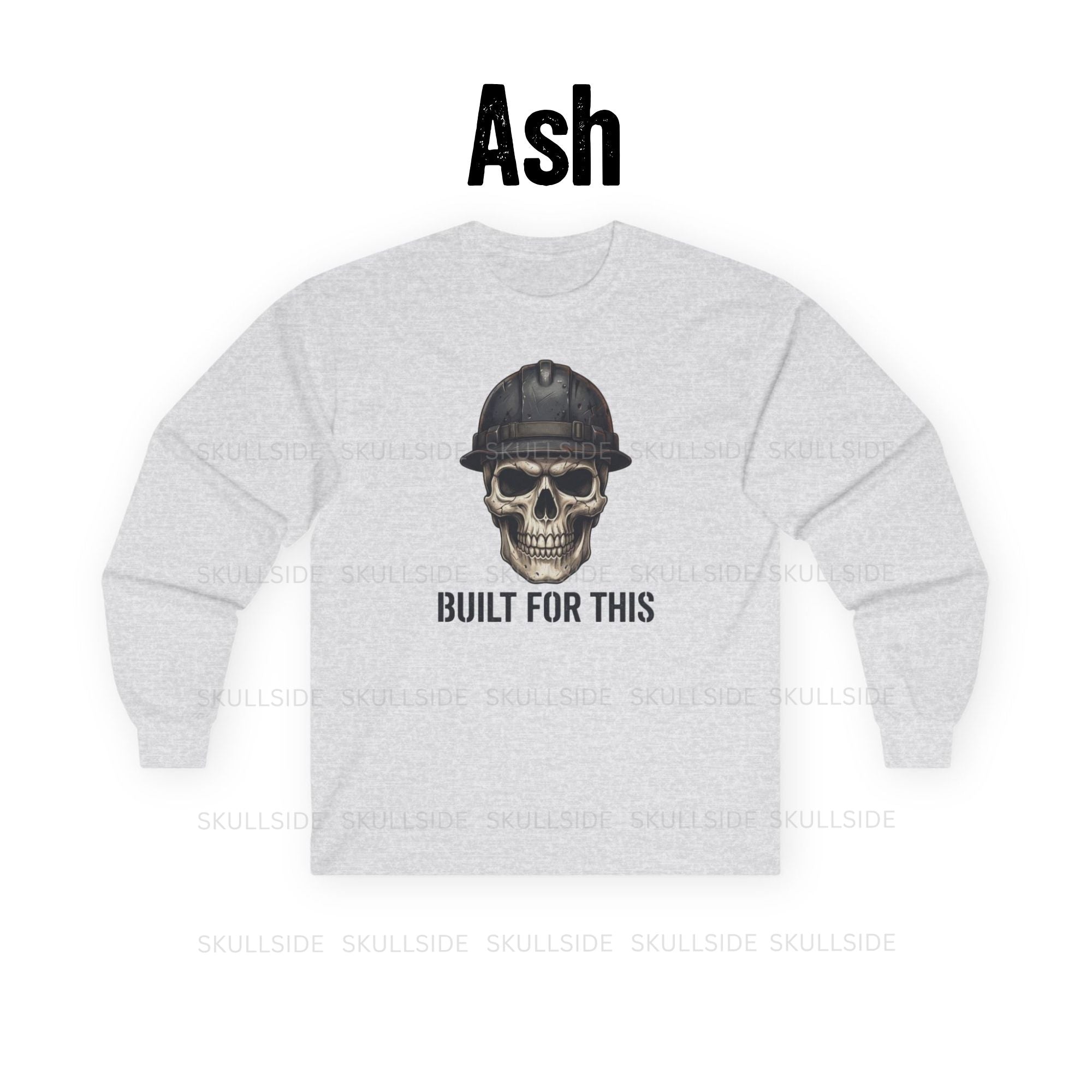 Built for This Skull with Blue Hard Hat Long Sleeve Tee