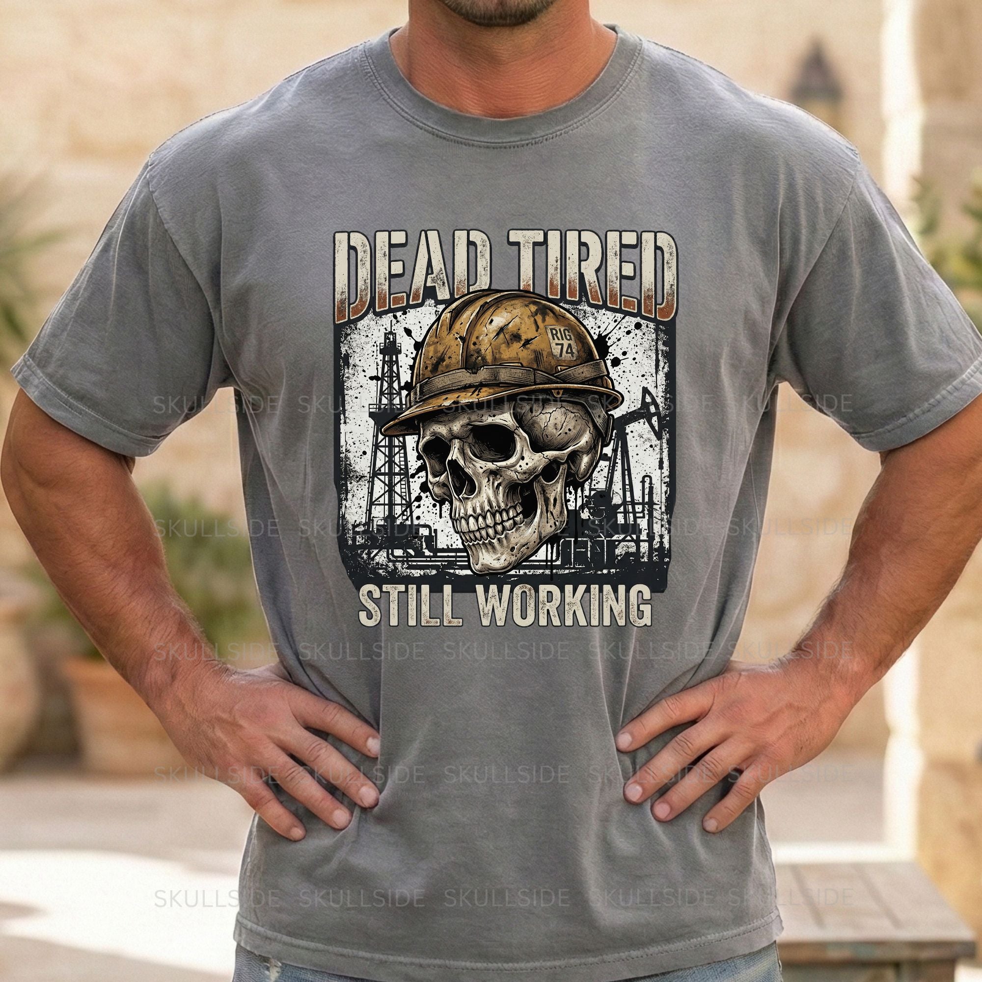 Dead Tired Still Working Skull Worker T-Shirt